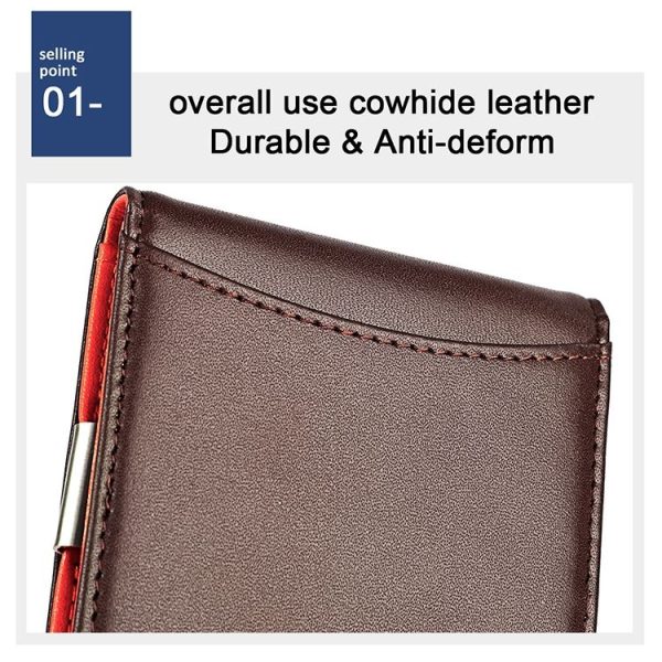 9606 Cowhide Leather Anti-magnetic RFID Multiple Card Slots Wallet for Men, with Zipper Bag (Black) - Image 7