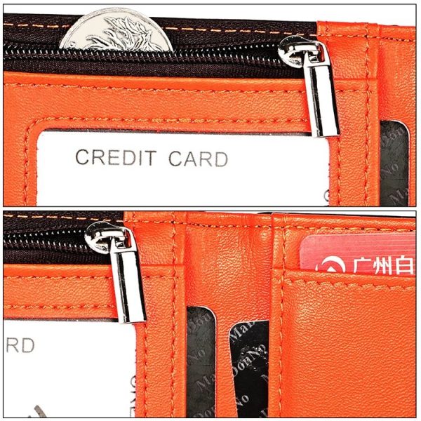9606 Cowhide Leather Anti-magnetic RFID Multiple Card Slots Wallet for Men, with Zipper Bag (Black) - Image 9