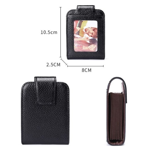 KB189 Vertical Cowhide Leather Organ Shape Multiple Card Slots Anti-magnetic RFID Wallet for Ladies, with Transparent Window (Purple) - Image 3