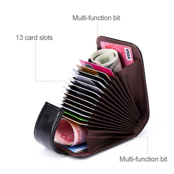 KB189 Vertical Cowhide Leather Organ Shape Multiple Card Slots Anti-magnetic RFID Wallet for Ladies, with Transparent Window (Purple) - Image 4