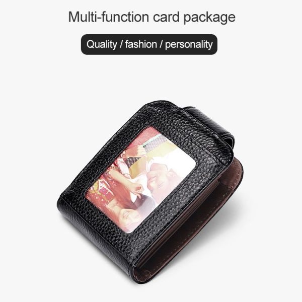 KB189 Vertical Cowhide Leather Organ Shape Multiple Card Slots Anti-magnetic RFID Wallet for Ladies, with Transparent Window (Purple) - Image 5