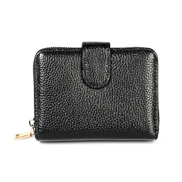 KB192 Buckle Zipper Cowhide Leather Organ Shape Multiple Card Slots Anti-magnetic RFID Wallet Clutch Bag for Men (Black) - Image 2