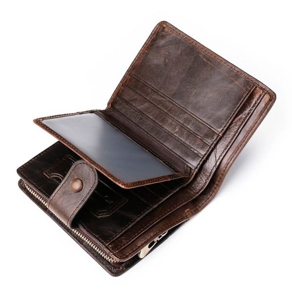 TP-201 Crazy Horse Leather Multi-functional Lather RFID Clasp Retro Wallet - Image 3