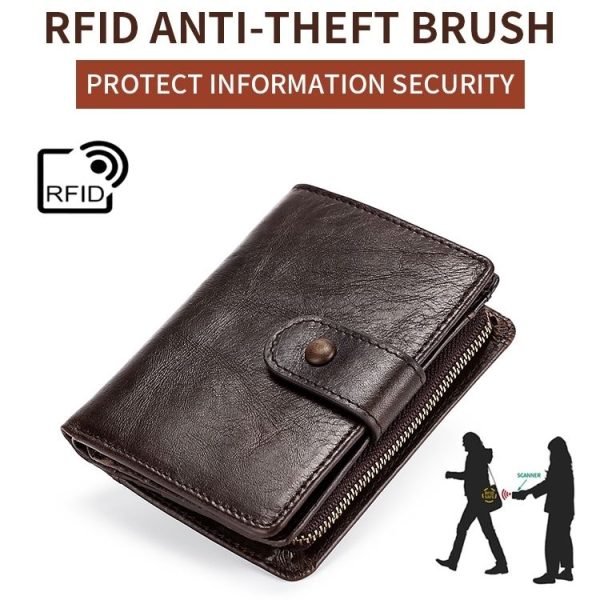 TP-201 Crazy Horse Leather Multi-functional Lather RFID Clasp Retro Wallet - Image 6