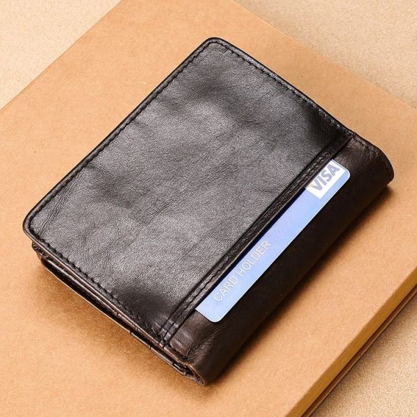 TP-201 Crazy Horse Leather Multi-functional Lather RFID Clasp Retro Wallet - Image 8
