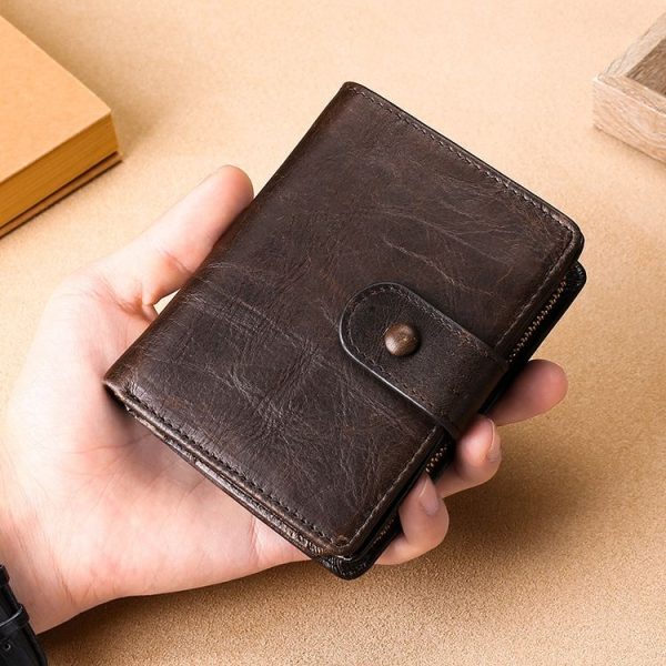 TP-201 Crazy Horse Leather Multi-functional Lather RFID Clasp Retro Wallet - Image 9