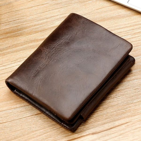 TP-191 Oil Wax Leather Multi-functional RFID Three-fold Wallet (Coffee) - Image 2
