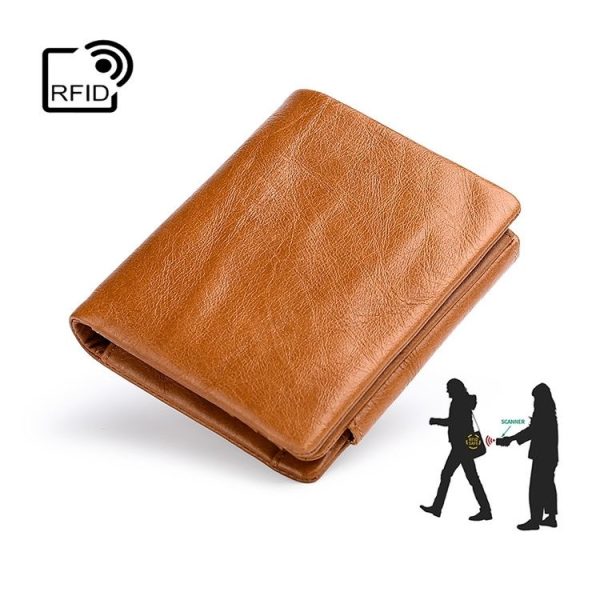 TP-191 Oil Wax Leather Multi-functional RFID Three-fold Wallet (Coffee) - Image 6