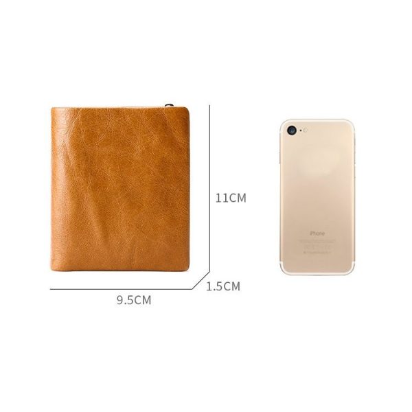 TP-191 Oil Wax Leather Multi-functional RFID Three-fold Wallet (Coffee) - Image 7