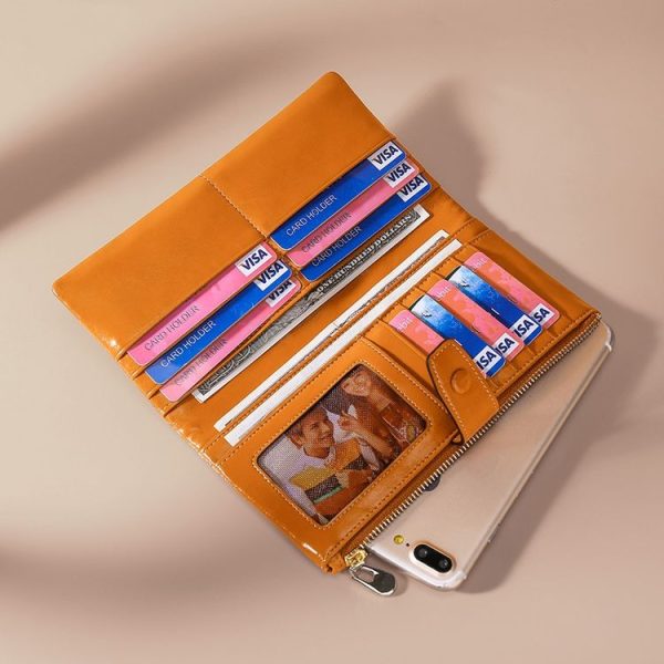 TP-189 Oilskin Leather Multi-functional Zipper RFID Leather Wallet (Purple) - Image 4