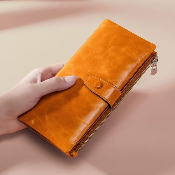 TP-189 Oilskin Leather Multi-functional Zipper RFID Leather Wallet (Purple) - Image 6