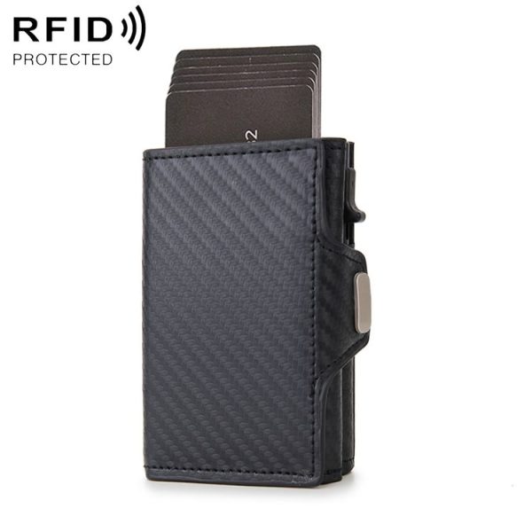 CH0727-1 RFID Carbon Fiber Zipper Multifunctional Card Package (Carbon Fiber Black)