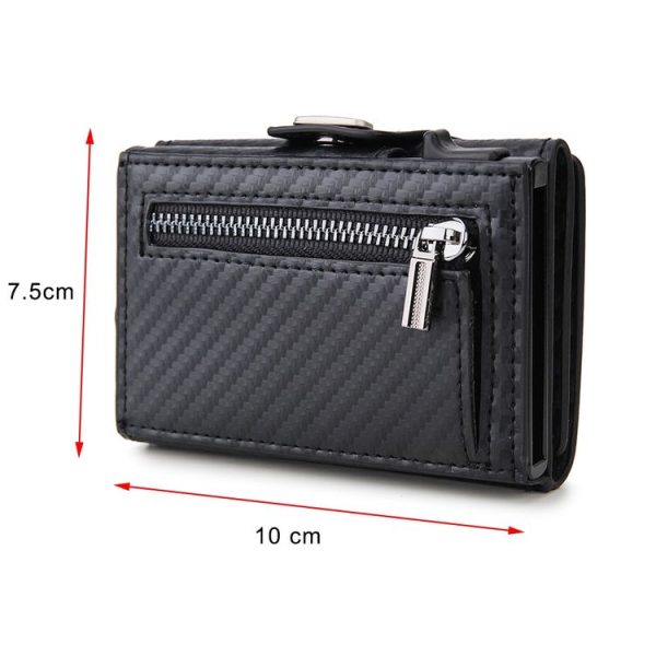 CH0727-1 RFID Carbon Fiber Zipper Multifunctional Card Package (Carbon Fiber Black) - Image 2