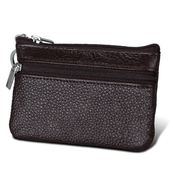 Cowhide Leather Zipper Solid Color Horizontal Card Holder Wallet RFID Blocking Coin Purse Card Bag Protect Case, Size: 11.4*7.4cm (Coffee) - Image 2