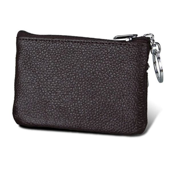 Cowhide Leather Zipper Solid Color Horizontal Card Holder Wallet RFID Blocking Coin Purse Card Bag Protect Case, Size: 11.4*7.4cm (Coffee) - Image 3