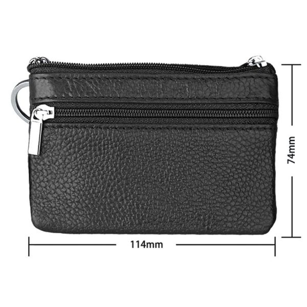 Cowhide Leather Zipper Solid Color Horizontal Card Holder Wallet RFID Blocking Coin Purse Card Bag Protect Case, Size: 11.4*7.4cm (Coffee) - Image 4