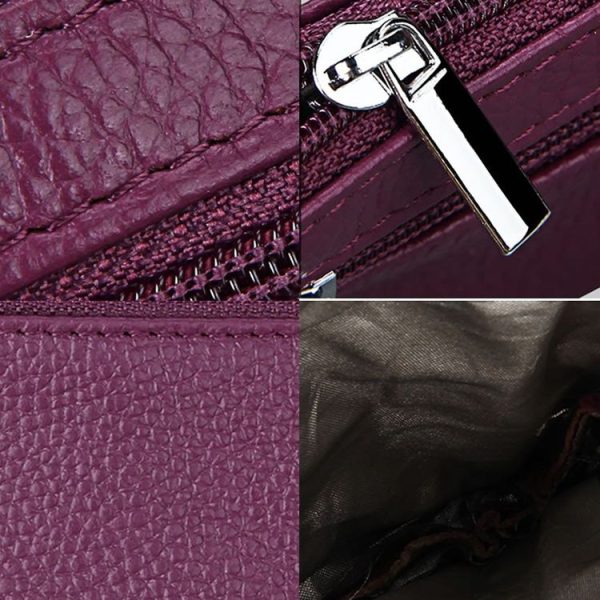 Cowhide Leather Zipper Solid Color Horizontal Card Holder Wallet RFID Blocking Coin Purse Card Bag Protect Case, Size: 11.4*7.4cm (Coffee) - Image 5