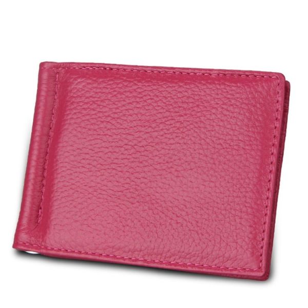 Cowhide Leather Litchi Texture Card Holder Wallet RFID Blocking Coin Purse Card Bag Protect Case with 6 Card Slots, Size: 110*82*8mm (Magenta) - Image 2