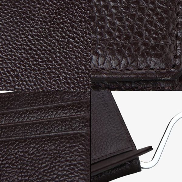 Cowhide Leather Litchi Texture Card Holder Wallet RFID Blocking Coin Purse Card Bag Protect Case with 6 Card Slots, Size: 110*82*8mm (Magenta) - Image 4