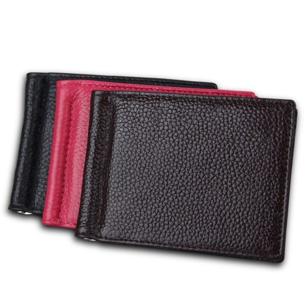 Cowhide Leather Litchi Texture Card Holder Wallet RFID Blocking Coin Purse Card Bag Protect Case with 6 Card Slots, Size: 110*82*8mm (Magenta) - Image 8