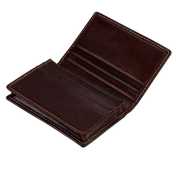 KB86 Genuine Cowhide Leather Solid Color Card Holder Wallet RFID Blocking Coin Purse Card Bag Protect Case with 5 Card Slots & Photo Frame & Business Card Position, Size: 10.6*7.6*1.8 cm (Coffee) - Image 5