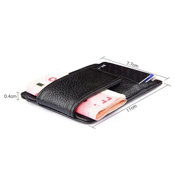 Cowhide Leather Solid Color Card Holder Wallet RFID Blocking Card Bag Protect Case with 3 Card Slots & Photo Frame, Size: 110*77*4mm (Magenta) - Image 7
