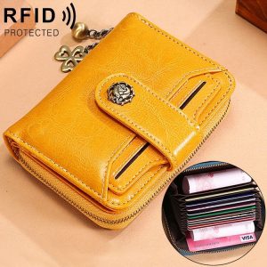 3522 Short Anti-magnetic RFID Wallet Multi-function Wallet for Ladies, with Card Slots (Yellow)