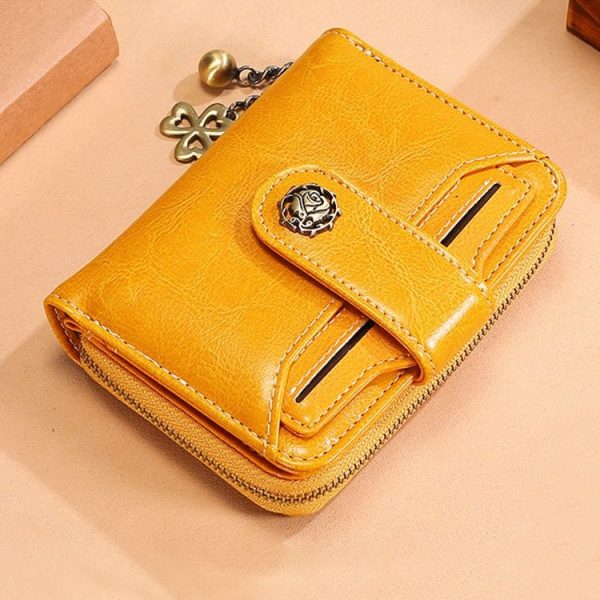 3522 Short Anti-magnetic RFID Wallet Multi-function Wallet for Ladies, with Card Slots (Yellow) - Image 2