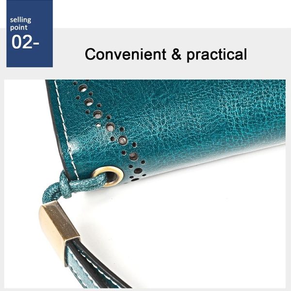 3526 Vintage Oil Wax Texture Large Capacity Long Multi-function Anti-magnetic RFID Wallet Clutch for Ladies (Brown) - Image 10