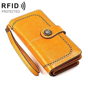 3556 Large Capacity Long Multi-function Anti-magnetic RFID Wallet Clutch for Ladies with Card Slots (Yellow)