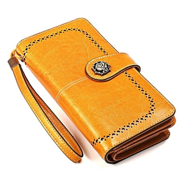 3556 Large Capacity Long Multi-function Anti-magnetic RFID Wallet Clutch for Ladies with Card Slots (Yellow) - Image 2