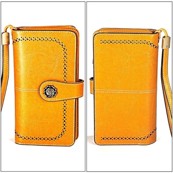 3556 Large Capacity Long Multi-function Anti-magnetic RFID Wallet Clutch for Ladies with Card Slots (Yellow) - Image 3