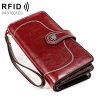 3555 Large Capacity Long Multi-function Anti-magnetic RFID Wallet Clutch for Ladies with Card Slots (Red)