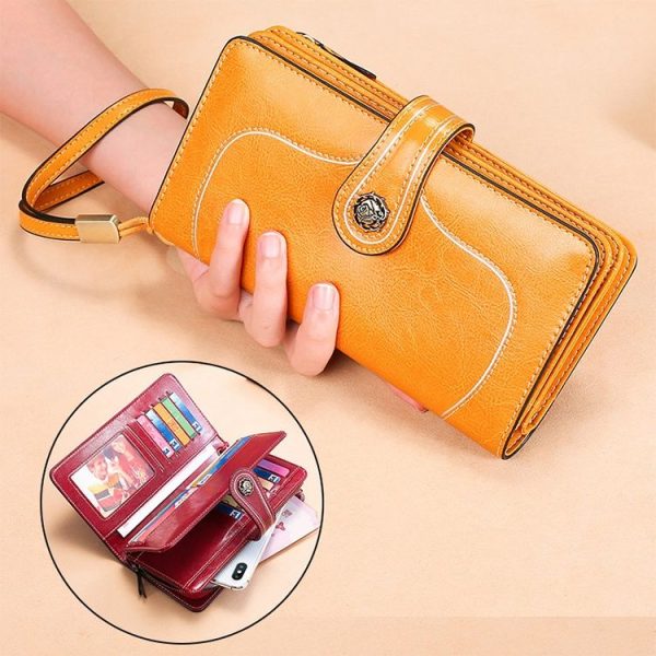 3555 Large Capacity Long Multi-function Anti-magnetic RFID Wallet Clutch for Ladies with Card Slots (Red) - Image 11