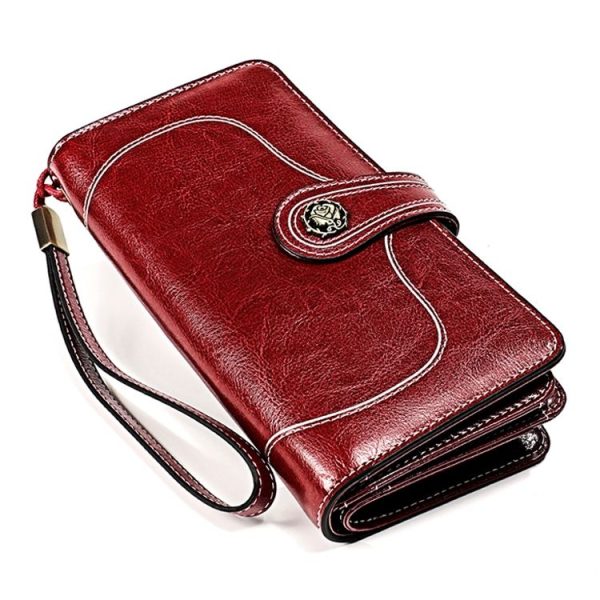 3555 Large Capacity Long Multi-function Anti-magnetic RFID Wallet Clutch for Ladies with Card Slots (Red) - Image 2