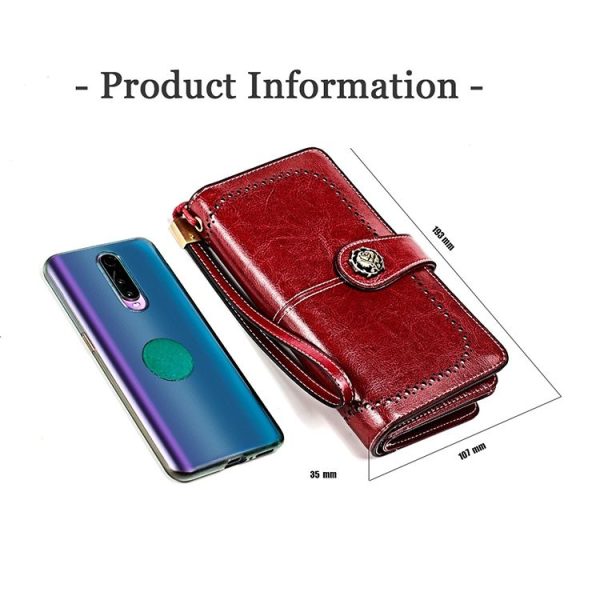 3555 Large Capacity Long Multi-function Anti-magnetic RFID Wallet Clutch for Ladies with Card Slots (Red) - Image 6