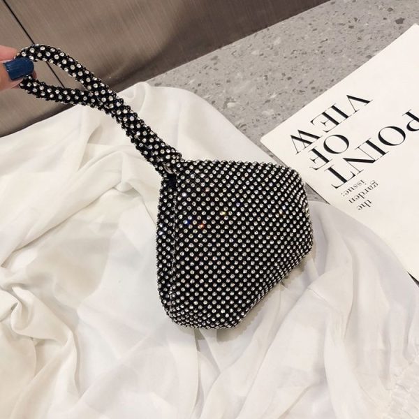 Women Fashion Banquet Party Diamond Handbag (Black) - Image 5