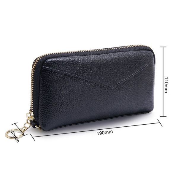2-Folding Square Genuine Leather Handbag (Black) - Image 2