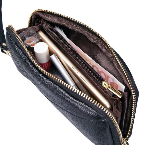 2-Folding Square Genuine Leather Handbag (Black) - Image 4