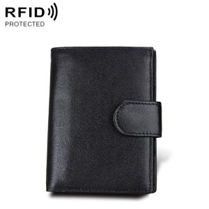 Antimagnet RFID Genuine Leather Wallet / Passport Package / Cowhide Card Slot for man (Black)