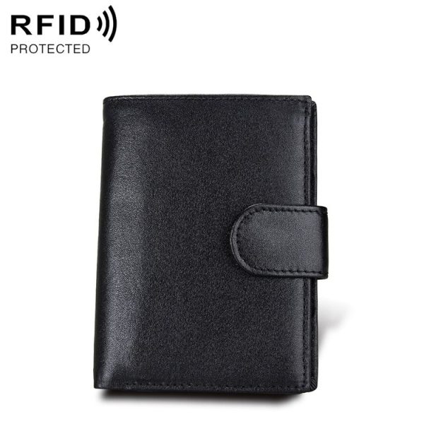Antimagnet RFID Genuine Leather Wallet / Passport Package / Cowhide Card Slot for man (Black)