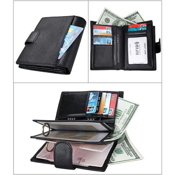Antimagnet RFID Genuine Leather Wallet / Passport Package / Cowhide Card Slot for man (Black) - Image 4