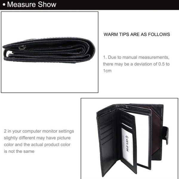 Antimagnet RFID Genuine Leather Wallet / Passport Package / Cowhide Card Slot for man (Black) - Image 6