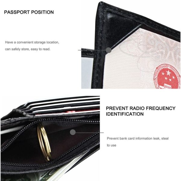 Antimagnet RFID Genuine Leather Wallet / Passport Package / Cowhide Card Slot for man (Black) - Image 7