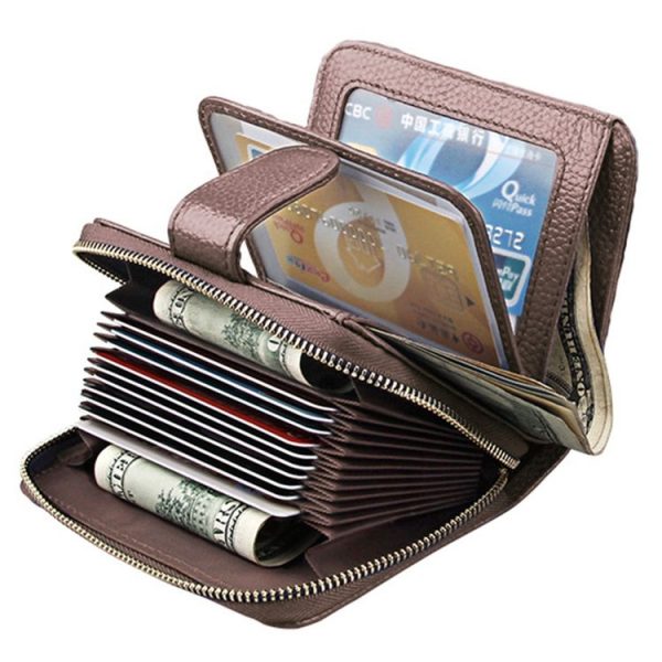 KB132 Female Style Full Grain Cow Leather Multifunctional RFID Wallet / Card Bag / Driving License Package (Pink) - Image 6