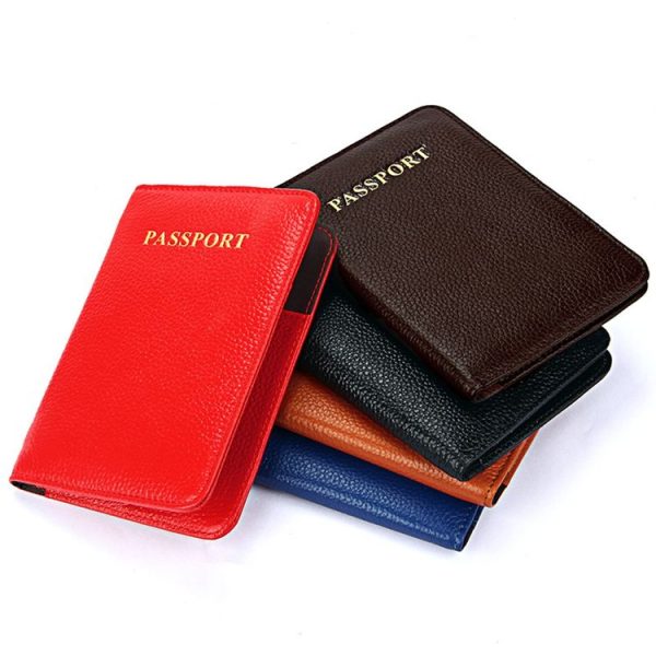 Litchi Texture Multifunctional Genuine Leather Passport Package for travel (Blue) - Image 5