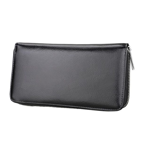 Antimagnetic RFID Large Capacity Long Style Genuine Leather Passport Package / Multifunctional and Many Card Slots Card Package (Black) - Image 2