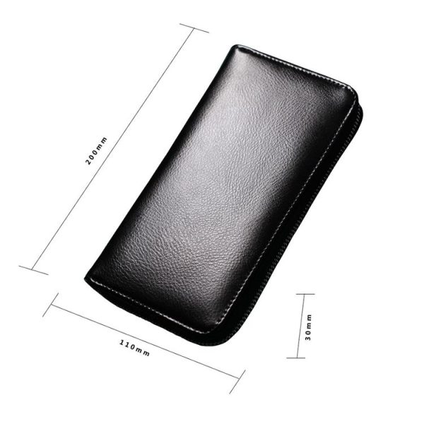 Antimagnetic RFID Large Capacity Long Style Genuine Leather Passport Package / Multifunctional and Many Card Slots Card Package (Black) - Image 3