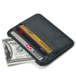 XIAO YUAN XIANG Cowhide Leather Pocket 6 Card Sleeve Wallet Coin Purse Card Holder, Size: 10.7cm x8.7cm, Random Color Delivery