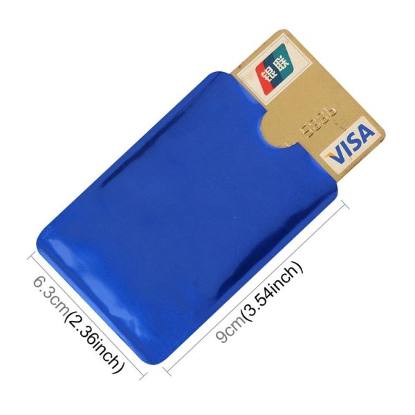 100pcs Aluminum Foil RFID Blocking Credit Card ID Bank Card Case Card Holder Cover, Size: 9 x 6.3cm (Blue) - Image 3